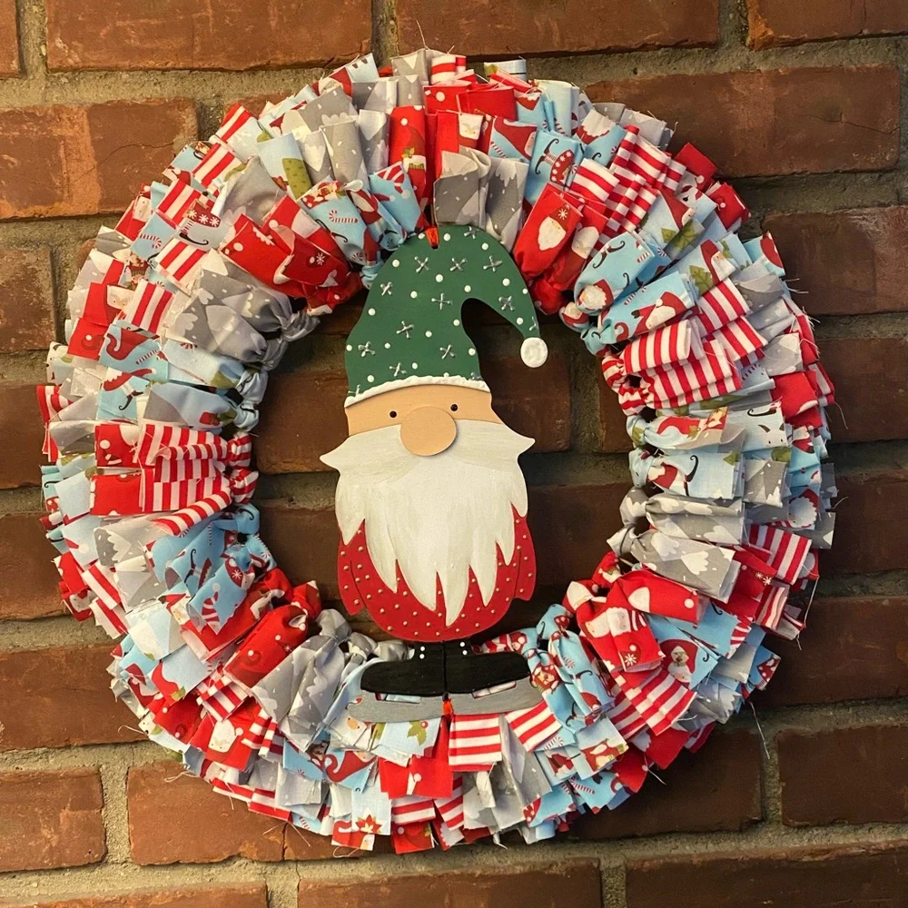 Gnome Christmas Rag Wreath
